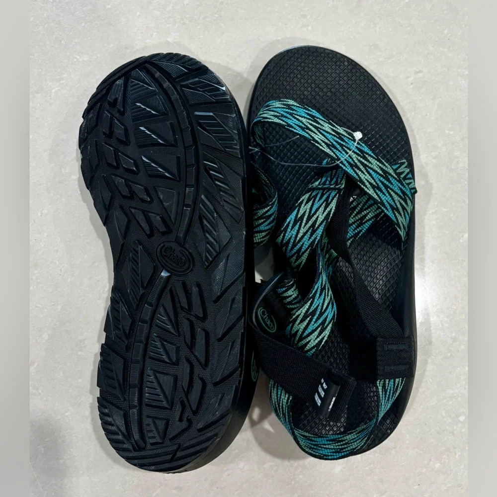 Chaco Men's Black and Teal Striped Z/Cloud Sandals - Picture 3 of 3